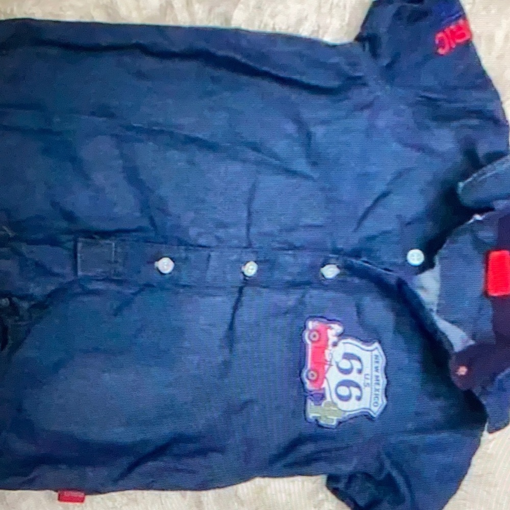 3-6 month boys denim collared onesie
